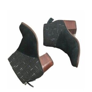 TOMS Leila Black Suede Ankle Boot Women's Shoes Size 6 Pull On Booties Zipper